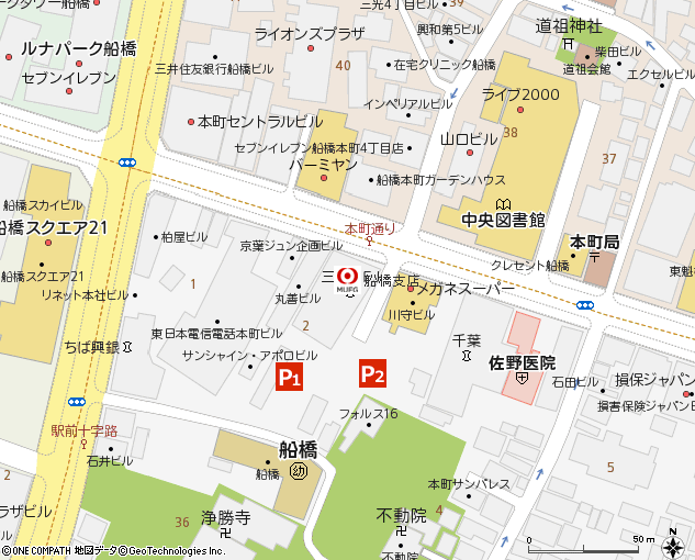 船橋支店付近の地図